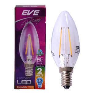 🔥ยอดนิยม!! EVE LIGHTING หลอดไฟ LED CANDLE รุ่น Filament E14 กำลัง 2 วัตต์ Warm White Light Bulbs