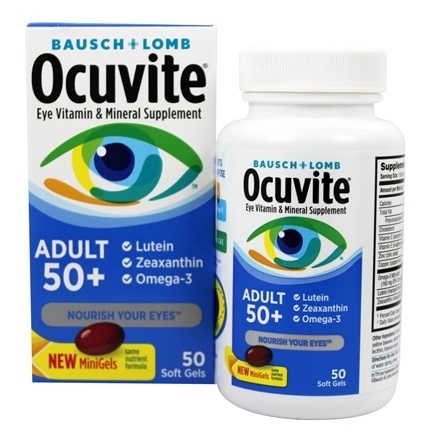 (Pre Order) Ocuvite Adult 50+ Vitamin & Mineral Supplement, 50-Count Soft Gels