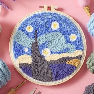 ชุดเย็บปักถักร้อย งานปักสำหรับมือใหม่ ชุดปักครอสติช ภาพวาดการ์ตูน DIY ของขวัญ ชุดอุปกรณ์เย็บปักถักร้อยเย็บปักถักร้อย Diy เซตปักฟู สําหรับผู้เริ่มต้น punch needle Embroidery Kit Needlework for Beginner