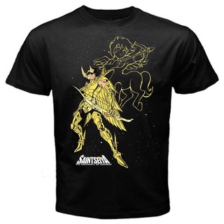 Tee เสื้อยืดสีขาว - Sagitarius Gold Saint Seiya การ์ตูนอนิเมะคลาสสิกเสื้อยืดเสื้อยืดสีดําพื้นฐานที