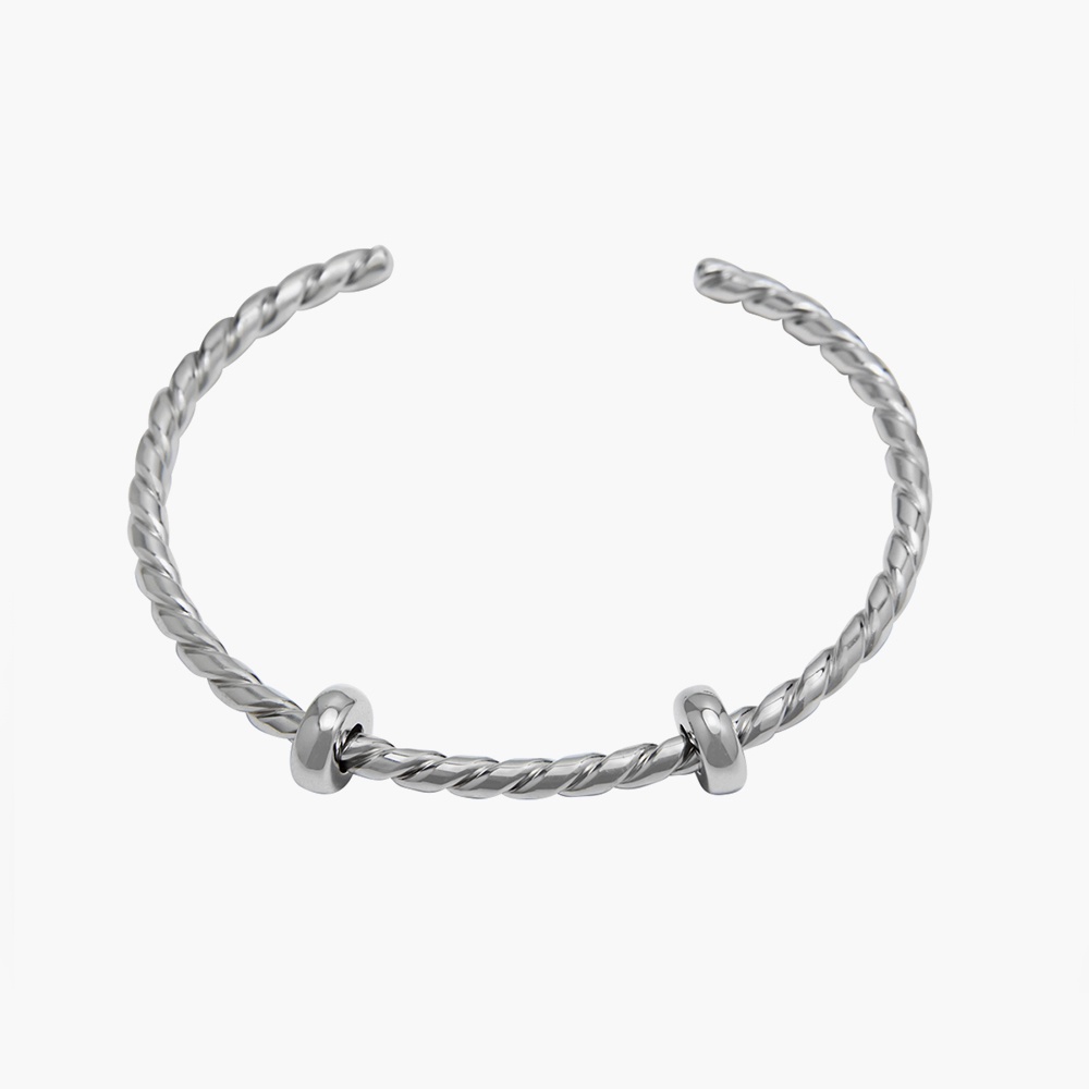 Moress Open Bangle Twisted Silver