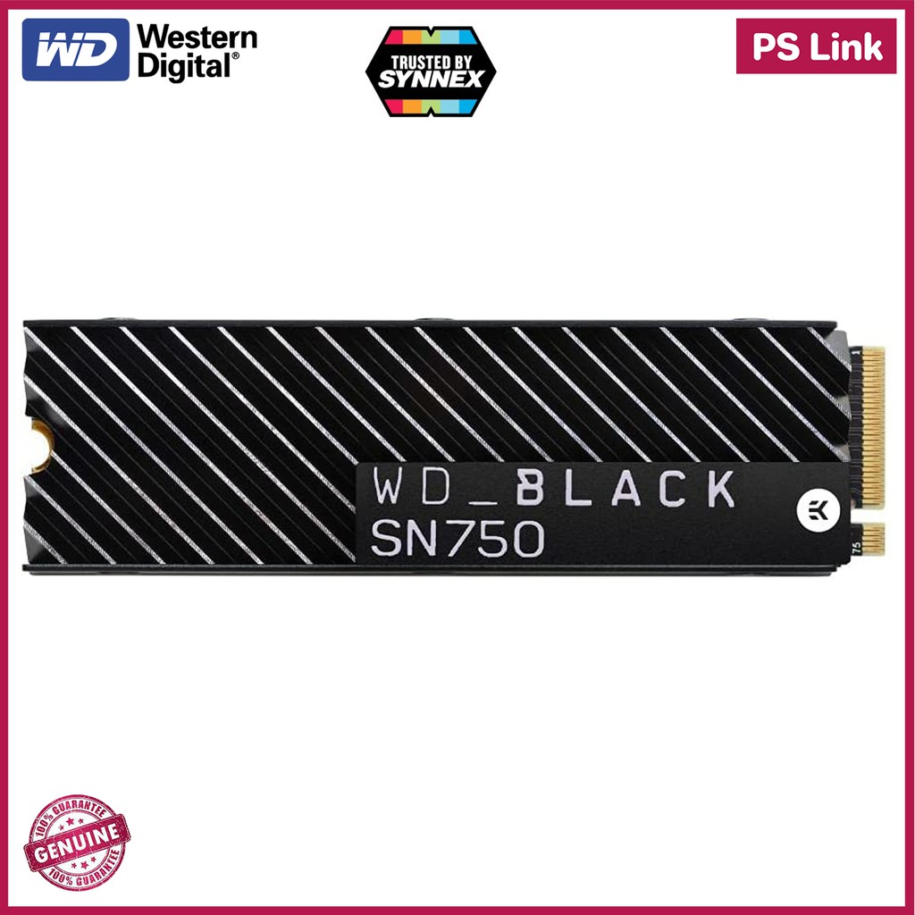 WD SSD Black SN750 2TB M.2 PCIe NVMe Gen3 with Headsink เอสเอสดีพร้อมแผงระบายความร้อน ของใหม่ ประกัน