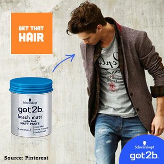 Schwarzkopf Got2b Beach Matt 100 ml. ชวาร์สคอฟ ก๊อตทูบี แว็กซ์จัดแต่งทรงผม สูตรบีช แมทท์ เนื้อแมทท์ (ด้านไม่เงา)