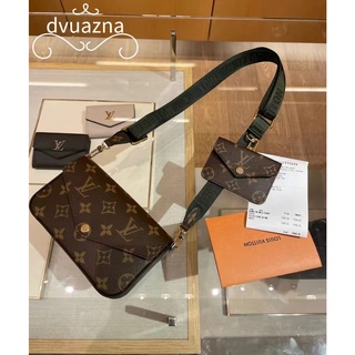 ของแท้ LOUIS VUITTON/LV Multi Pochette Felicie 3-in-1 กระเป๋า Presbyopia ผ้าใบไหล่เดี่ยว Messenger กระเป๋า