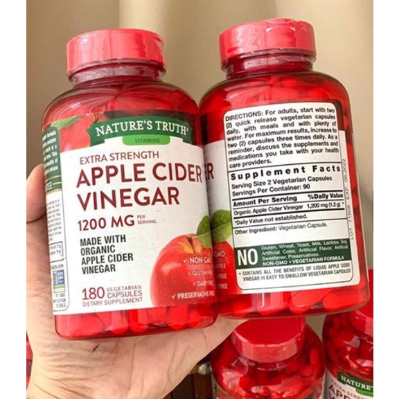 แอปเปิ้ลไซเดอร์Exp.01/2024 Nature's Truth Apple Cider Vinegar 1200 mg 180 Capsules