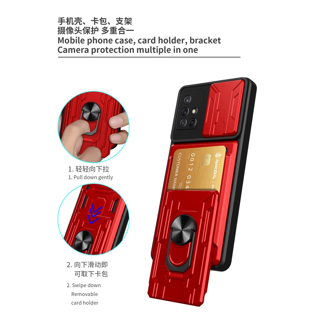 Luxury Shockproof Armor Case Samsung Galaxy A71 A51 A31 A21S A50S A30S A20S A10S A50 4G Card Holder Stand Cover ราคา ถูกที่สุด ดีลบีเคเค แกลเลอรีภาพที่ 3