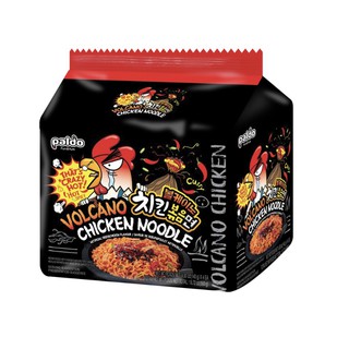 บะหมี่เกาหลี มาม่าเกาหลี Paldo Volcano Curry Noodles พาลโด โวลเคโน เคอร์รี่ ชิกเก้น นูดเดิ้ล 140 g. Pack 4