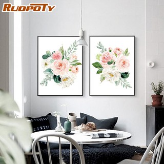 Ruopoty ภาพวาดสีน้ํามันบนผ้าใบ ตามตัวเลข รูปดอกไม้ สไตล์โมเดิร์น สําหรับตกแต่งบ้าน ห้องนั่งเล่น Diy