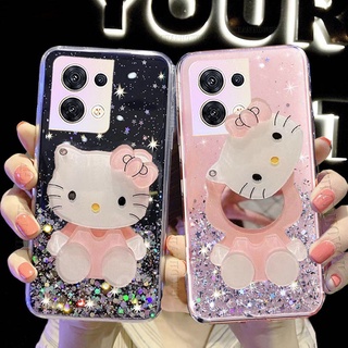 เคสโทรศัพท์ Ready Stock 2022 Phone Case OPPO Reno8 Pro 5G Reno7 Z Pro 5G 4G A57 4G A77 5G New Fashion Soft Case Starry Sky Transparent with Cute Cartoon Kitty Makeup Mirror Cover Casing