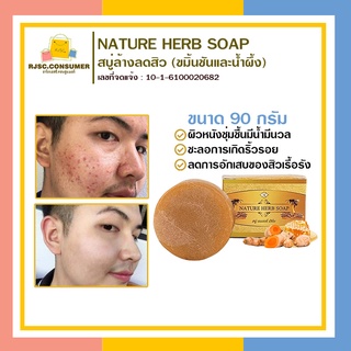 สบู่สมุนไพรลดสิว Nature Herb Soap ขนาด 90 กรัม