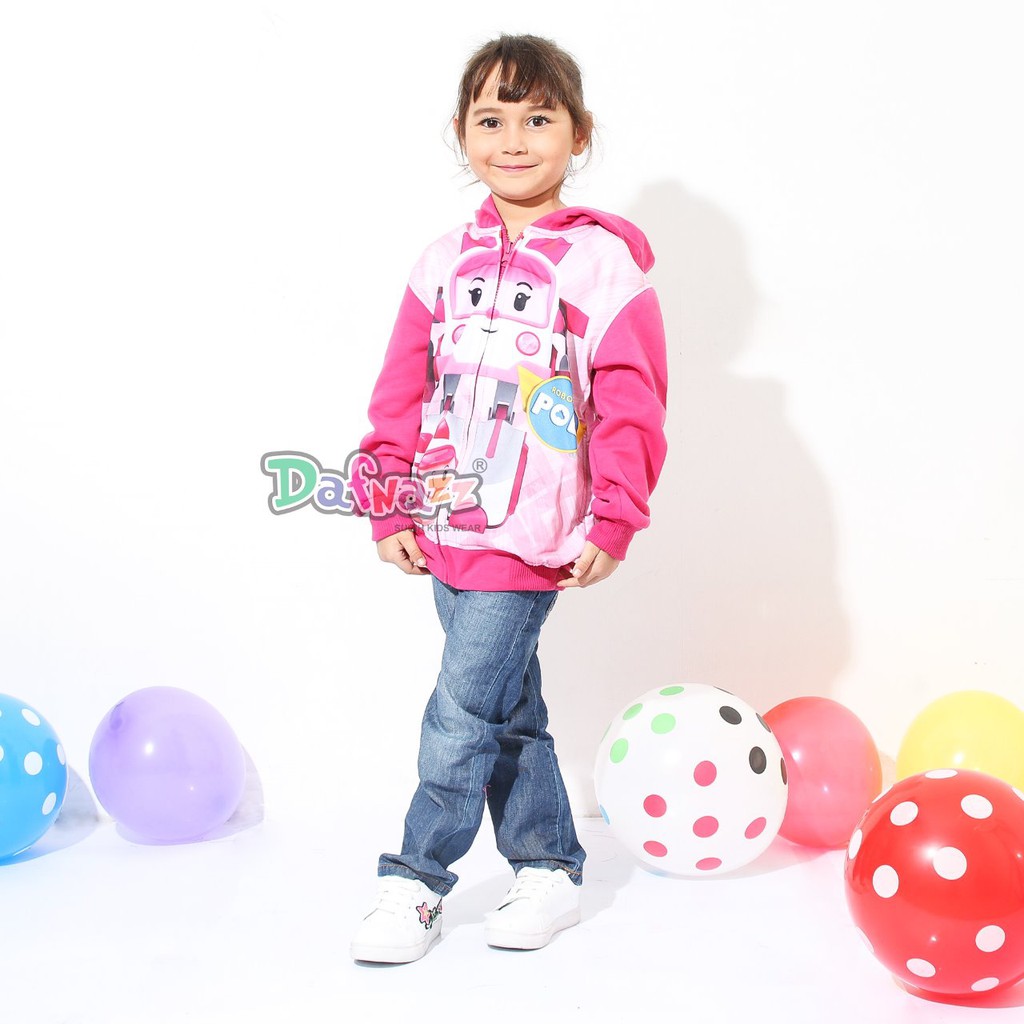 Poli Girls& 39; เสื้อแจ็คเก็ตสีชมพู Amber Poly Sweet Printing