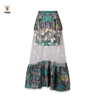 PEDZ Green Bee Maxi Skirt กระโปรงยาวสีเขียวพิมพ์ลายผึ้ง