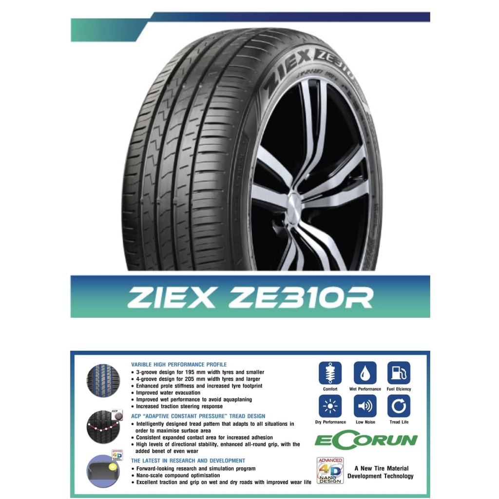 235/45r18 ยางรถยนต์คุณภาพสูง Japan Quality ยี่ห้อ Falken รุ่น ZE310 ใหม่ล่าสุด2023 แถมฟรีจุ๊บลมอย่าง