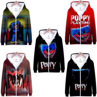 20201 เกมสยองขวัญ Poppy เวลาเล่น 3D Zip Up ผู้หญิง/ผู้ชาย Hoodie Sweatshirt Streetwear Hip Hop Zipper Hooded