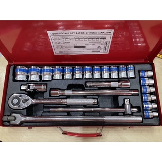 ชุดเครื่องมือประแจ+ลูกบ๊อกซ์ 24 ชิ้น👈 GS KING TOOLS รหัส 563030