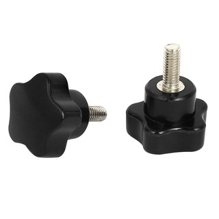 M6 x 15mm Male Thread Screw Star Head Locking Screw Handle Black 2 Pcs