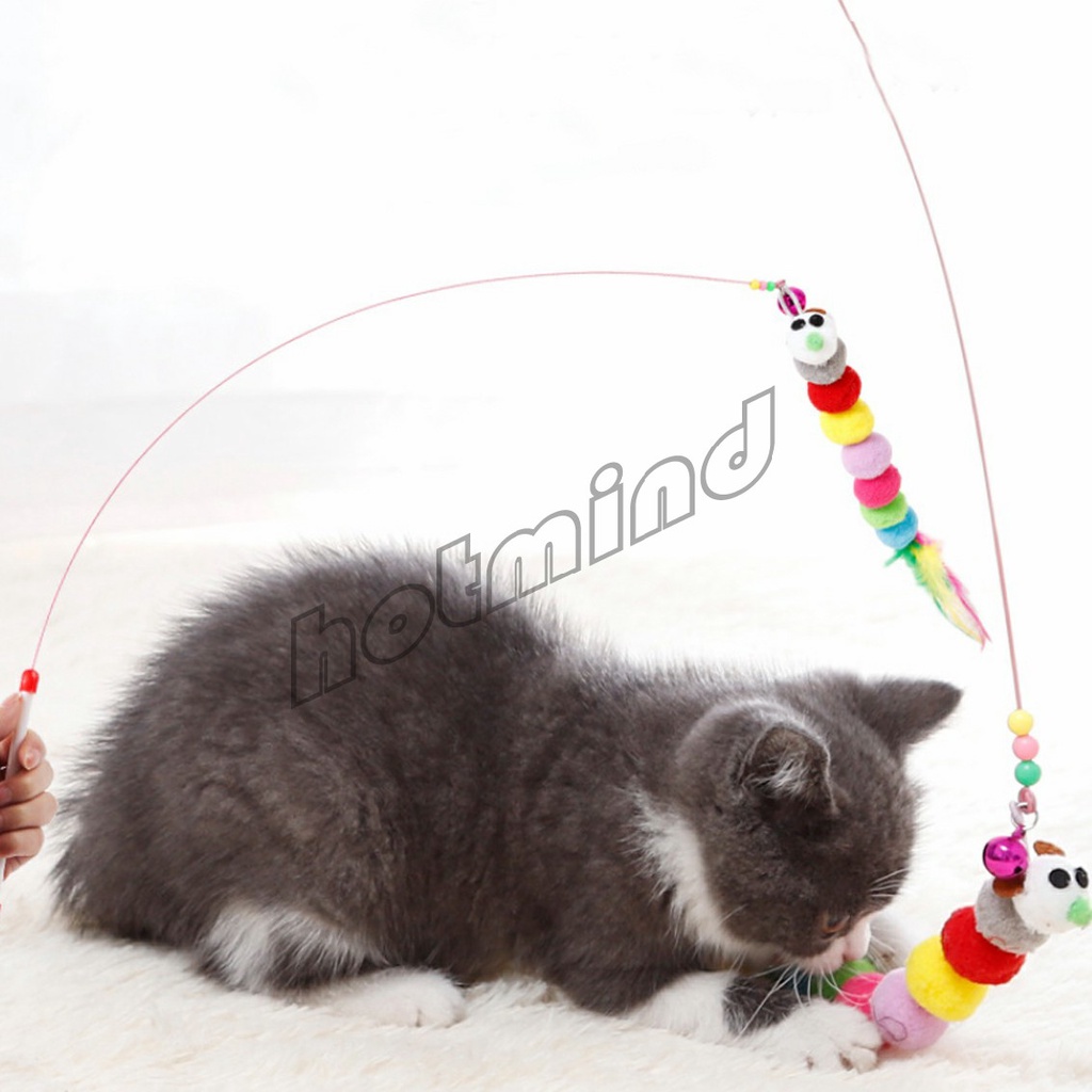 HD ของเล่นแมว ลวดตกของเล่นแมว ขนนก อุปกรณ์สัตว์เลี้ยง Funny cat