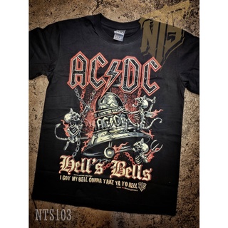 เสื้อยืดผ้าฝ้ายพรีเมี่ยม  103 AC DC Bells Bells ROCK เสื้อยืด เสื้อวง เสื้อดำ สกรีนลายอย่างดี ผ้าหนานุ่ม  T SHIRT