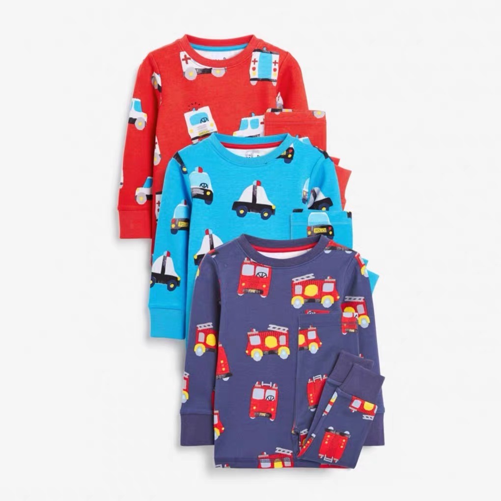 [SG Seller] 2 ชิ้น Children/Toddler/Baby boy sleep wear set/pyjamas - Vehicles (แบรนด์ UK ผ้าคอตตอน 