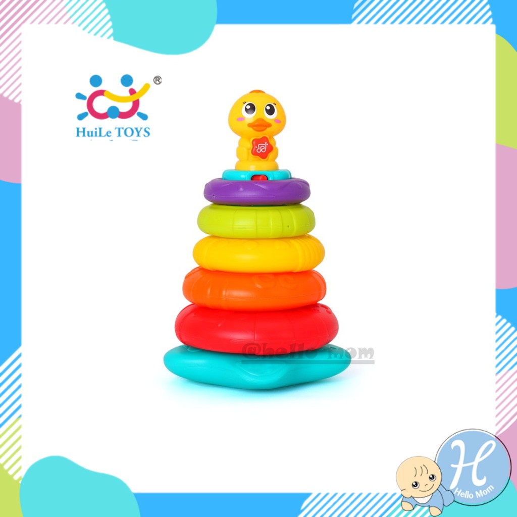 Huile Toys (Hola) ห่วงเรียงซ้อนเป็ด Stack Rainbow Duck with Music and Light เสริมพัฒนาการ มีเสียงไฟ