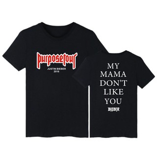 ขนาดใหญ่ Justin Bieber Purpose Tour เสื้อยืดผ้าฝ้ายสำหรับผู้ชายและผู้หญิง XXS 4XL