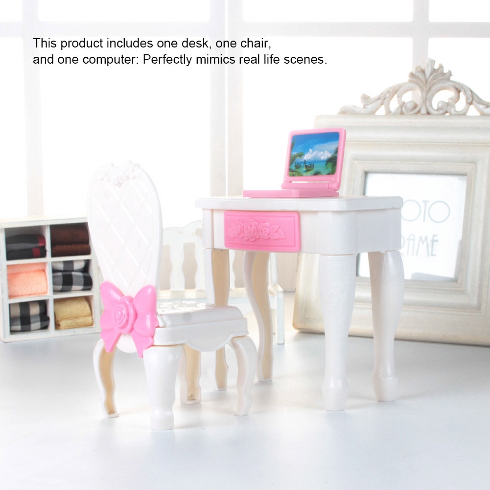 Havasshop Doll House Accessories Mini Furniture Set Computer Desk