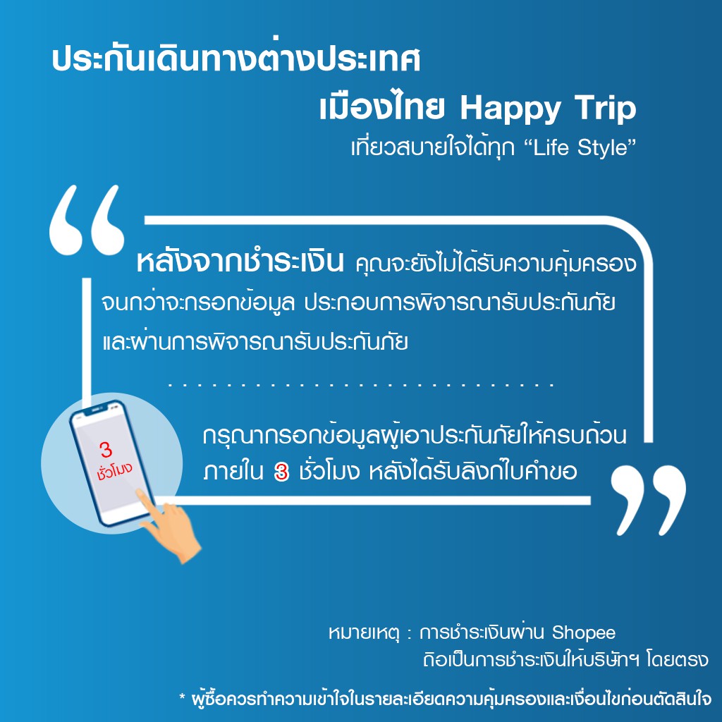[E-voucher] เมืองไทยประกันภัย ประกันเดินทางต่างประเทศ (โซน Worldwide) เมืองไทย Happy Trip