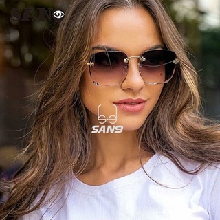 【Support wholesale】COD (San9)Square Sunglasses with Cut Edge Frameless Plastic Frame Sunglasses for Women