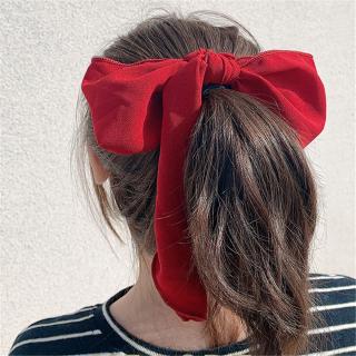 XIJING-COD fashion woman Sweet Chiffon Big Bow Hair Rope elastic hairband hair accessories