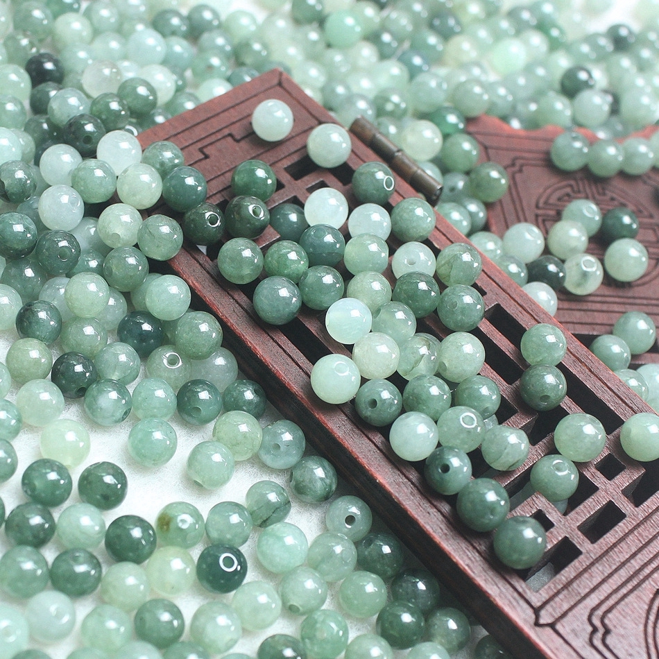 ต้นกําเนิด 5 มม.หยกธรรมชาติ A ลูกปัดสีเขียวน้ํามัน DIY อุปกรณ์เสริม Myanmar หยกลูกปัดหยก