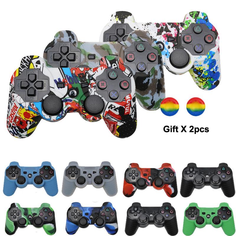 ฝาครอบซิลิโคนลื่นผิวสําหรับ Sony Ps3 / Ps2 สําหรับ Dualshock Control Controller Joypad Gamepad จอยสติ๊กและ Stick Grip
