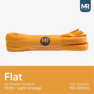 Mr Shoelaces FP29 เชือกผูกรองเท้าโพลีเอสเตอร์ แบน สีส้มอ่อน (สีส้มอ่อน) 7 มม. 80 ซม. 90 ซม. 100 ซม. 120 ซม. 130 ซม. 150 ซม. 180 ซม. 200 ซม. สําหรับเชือกผูกรองเท้าผ้าใบ พรีเมี่ยม