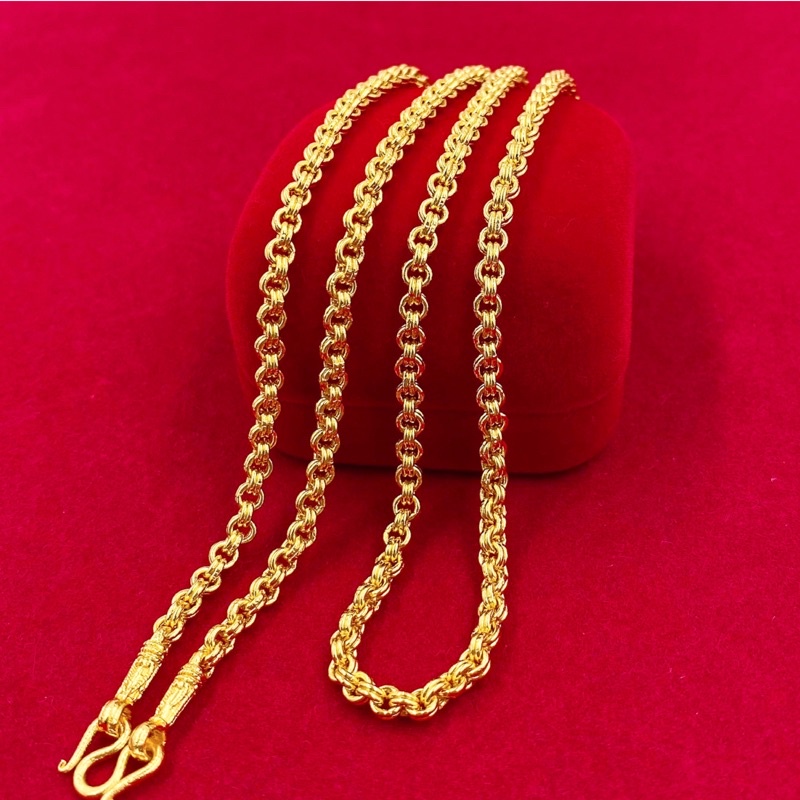 สร้อยคอทอง1บาท ลายห่วงคู่ สวยเหมือนจริง ทองโคลนนิ่งเหมือนแท้ เครื่องประดับ 0282