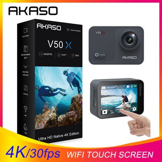 แหล่งขายและราคาAKASO V50X กล้องแอคชั่น 4K 30 fps wifi กล้องบันทึกวิดีโอ กันน้ํา พร้อมรีโมทควบคุมและหน้าจอสัมผัสซูม 4x131 ฟุตอาจถูกใจคุณ
