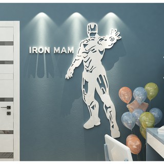 อะคริลิกตกแต่งผนังลายการ์ตูนซุปเปอร์ฮีโร่ IRON man ไอรอนแมน อะคริลิคลายการ์ตูน ของตกแต่งDIYอะคริลิค3D สติกเกอร์อะคริลิค