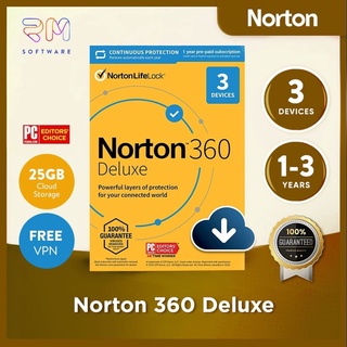 Norton 360 Deluxe Original Antivirus Latest Version 3 PC Device + 25 GB CLOUD BACKUP - ซอฟต์แวร์ป้องกันความปลอดภัย