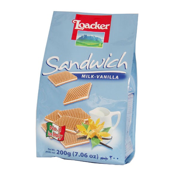 [ลด50%] ล็อคเกอร์ แซนวิช เวเฟอร์ วานิลลา 200 กรัม Loacker Sandwich Milk Vanilla 200g. bRcf ส่งฟรี เฉพาะเดือนนี้เท่านั้น