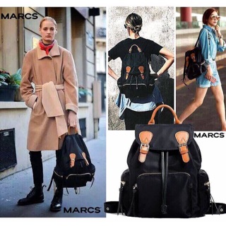 MARCS DETAIL BACKPACK กระเป๋าสะพายเป้สีดำ Unisex Backpack