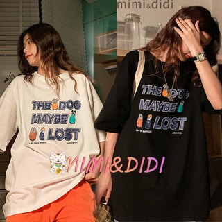 mimi&amp;didi 6787 เสื้อโอเวอร์ไซส์ OversizeT-shirts เสื้อยืดสกรีน เสื้อผ้าแฟชั่นเกาหลี เสื้อสาวอวบพิมพ์ลาย เสื้อยืดแขนส