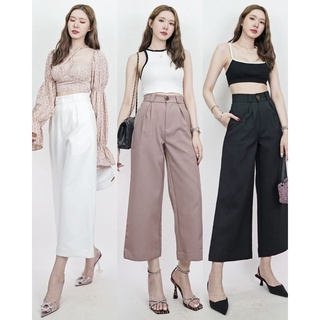 ขาว/น้ำตาล/ดำ ✨ SLYQ MADE HARMONY BASIC CROPPED PANTS กางเกงขาห้าส่วน ผ้าเรียบ