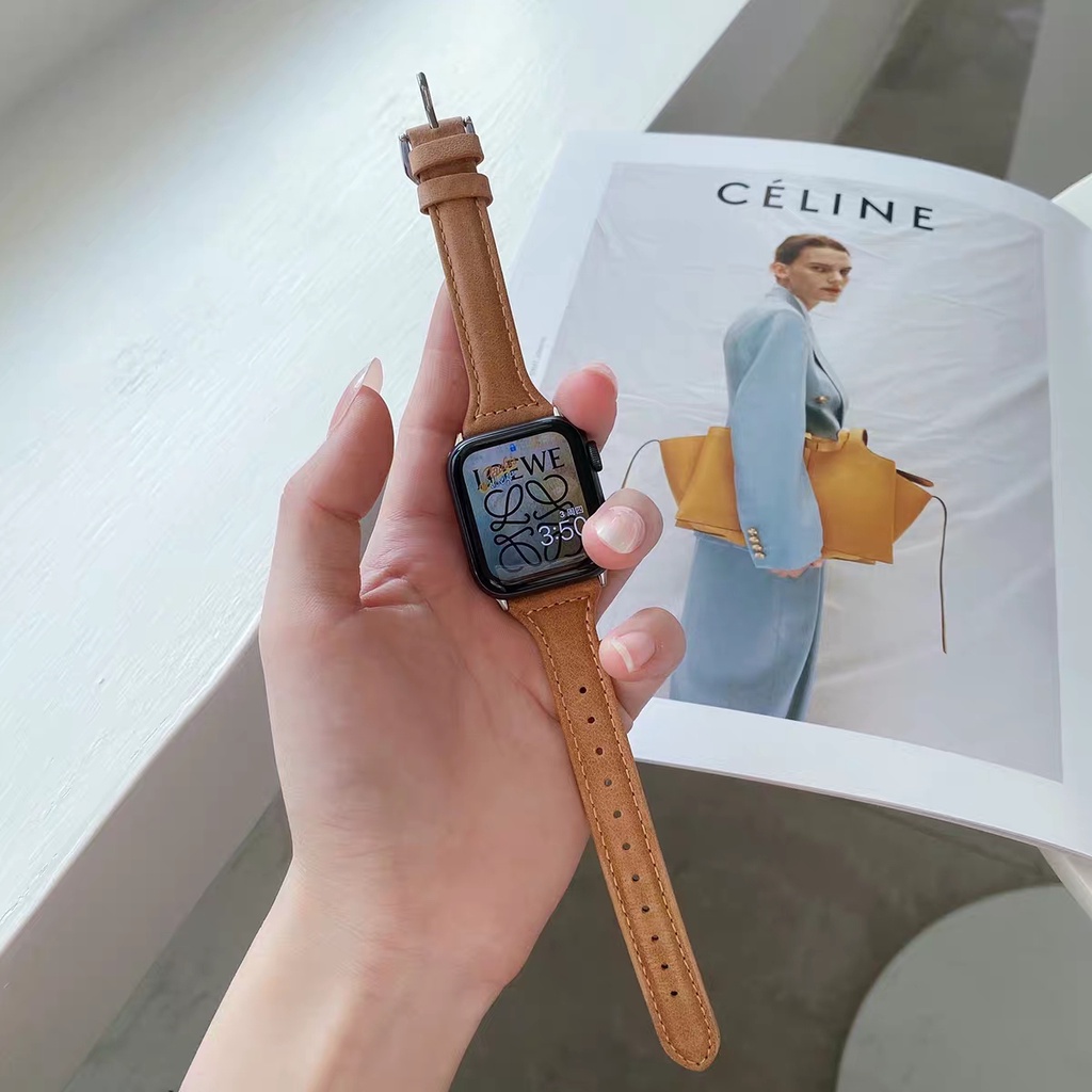 สายนาฬิกาข้อมือหนัง หรูหรา สําหรับ Smart Watch Series 7 8 ultra SE 6 5 4 3 2 Iwatch 41 มม. 45 มม. 49 มม. - รูปที่ 4