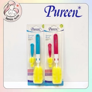 Pureen แปรงล้างขวดนม มาพร้อมแปรงล้างจุกนม ปลายเป็นฟองน้ำ จุกฟองน้ำ ฟองน้ำแห้งเร็ว ไม่ก่อให้เกิดการอับชื้น
