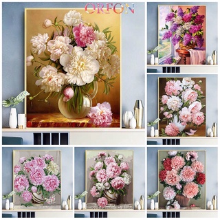 【ORFON】ภาพวาดระบายสีตามตัวเลข รูปดอกไม้ พร้อมกรอบ สําหรับตกแต่งบ้าน DIY