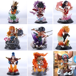 One Piece Luffy Zoro Sanji Nami Usopp Chopper Franky Robin Brook (Battle Ver. ) One Piece Figure GK is packed in a PVC One Piece Figure Box Fig Figure Hat Pirates Monkey D Luffy.