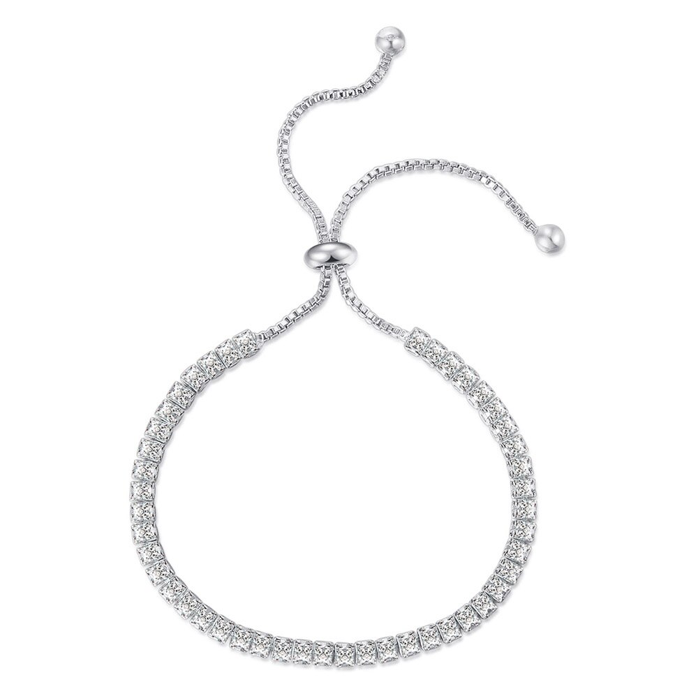 ZHOUYANG สร้อยข้อมือมิตรภาพสำหรับผู้หญิง 2.5 * 2.5 มม. เพทายสีโรสโกลด์สร้อยข้อมือแฮนด์เมดเครื่องประดับขายส่งของขวัญ H024