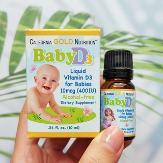 วิตามินดีสาม ชนิดน้ำ สำหรับเด็กแรกเกิด-1ขวบ Liquid Vitamin D3 for Babies 10 mcg 10 mL (CGN®) D-3