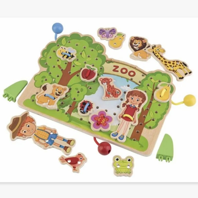 💰 Tangtemtoys💰ของเล่นร้อยเชือก ร้อยเชือกตกแต่ง ร้อยเชือกต้นไม้  Playtive Junior ของเล่นไม้เสริมพัฒนา