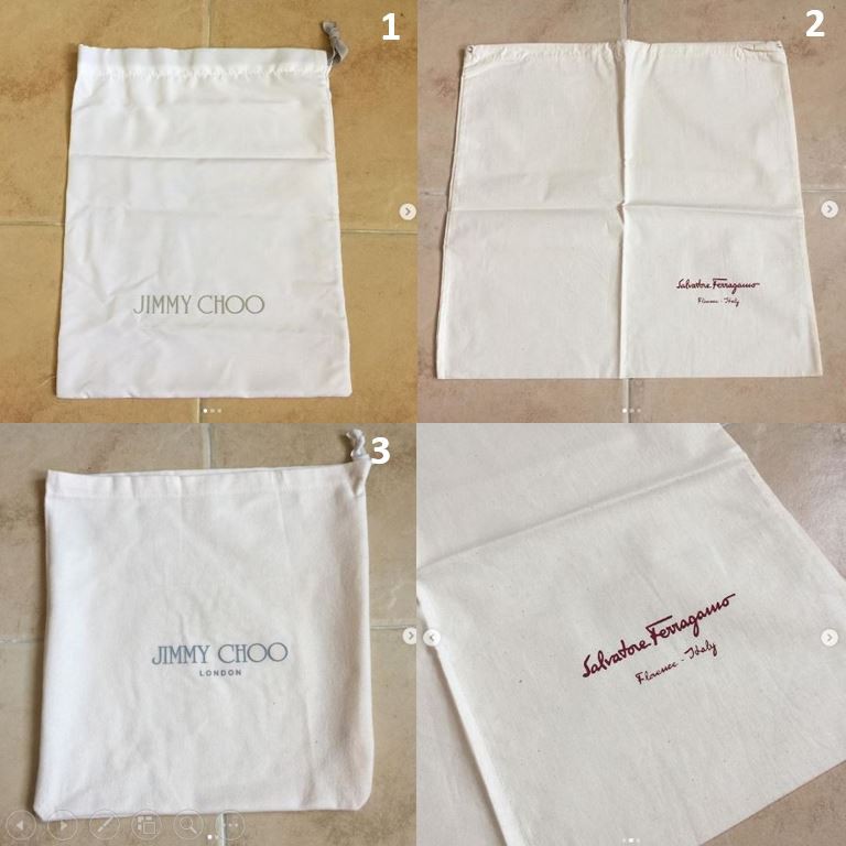 ถุงผ้า ถุงผ้าหูรูด แบรนด์ Ferragamo และ JIMMY CHOO ของแท้ ช่วยป้องกันของข้างใน ใส่กระเป๋า ช่วยถนอมกร