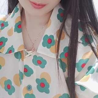 เสื้อเชิ้ตแขนสั้นลายดอกไม้ย้อนยุคใหม่สำหรับผู้หญิง เนื้อผ้าใส่สบาย เสื้อ สงกรานต์ ผู้หญิง