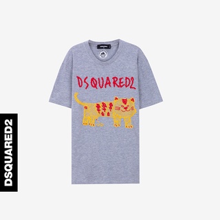 [S-5XL]Dsquared2/d2 ใหม่ เสื้อยืดแขนสั้น พิมพ์ลายโลโก้การ์ตูนเสือ แฟชั่นฤดูร้อน สําหรับผู้ชาย